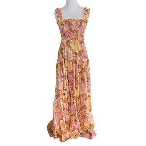 Billabong Feelin Fine Floral Smocked Maxi Dress size small